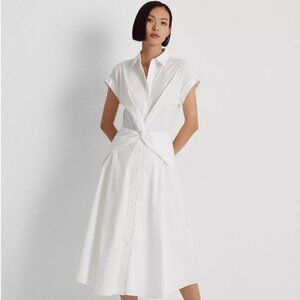 Women's Twist-Front Cotton-Blend Shirtdress